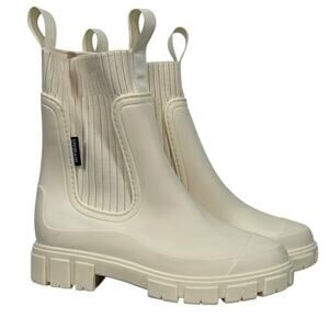 Uyirain Cream Waterproof Chelsea Rain Boots NWOB Women’s Size 7